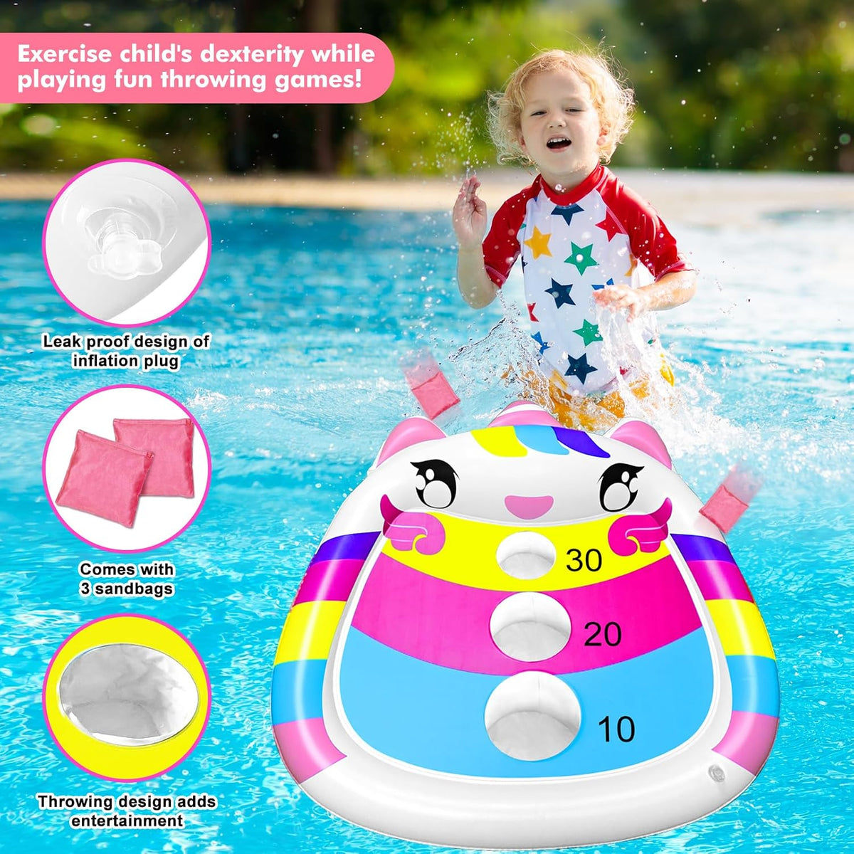JOINBO inflatable shark pool cornhole board floating with 3 bean bags - view 11