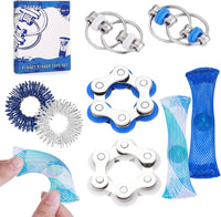 8Pcs Sensory Fidget Toys with Fidget Spinner - Blue