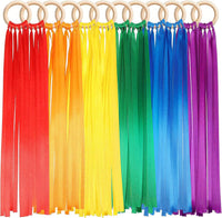 Deekin rainbow ribbon rings, wooden Waldorf hand kites with bright streamers - view 6