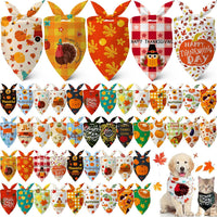 Pack of 60 Thanksgiving fall dog bandanas in 30 patterns made of polyester