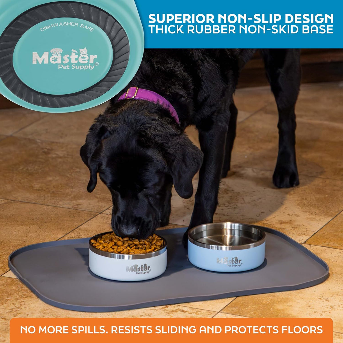 Master Pet Supply Stainless Steel Dog Bowls 128 oz Heavy Duty Aqua Sky – Essentials for Dogs - Aqua Sky / 3 Cups (25 oz) - image 4