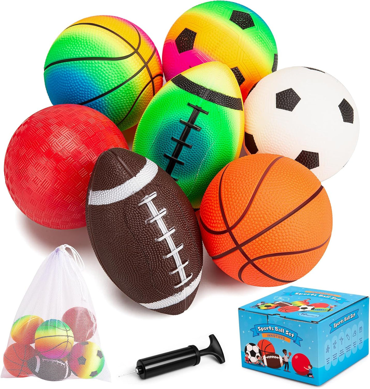 Soft Sports Balls for Kids - 7 Inflatable Balls 5"