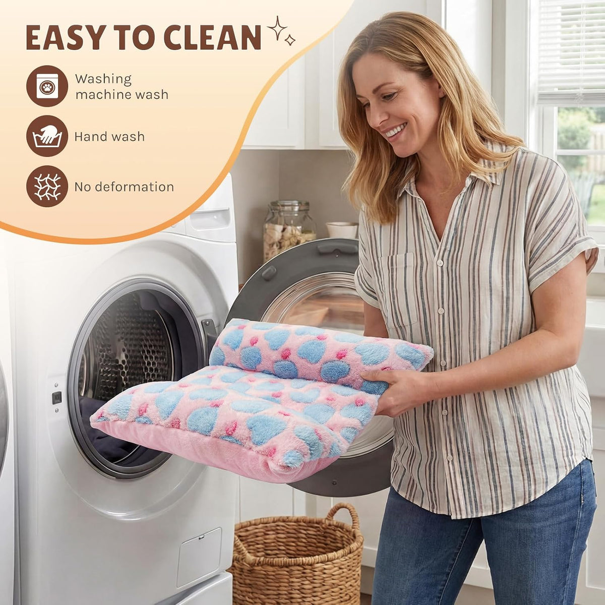 16.5 X 18in Washable Soft Rabbit Bed - Pink - Star - image 4