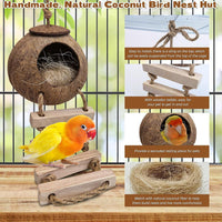PINVNBY Coconut Bird Nest Hut with Ladder - Wooden ladder - image 2