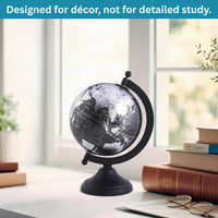 RELY+ 5 inch desktop world globe on a sturdy metal stand in metallic black - view 3