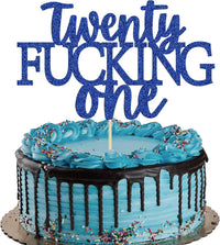 Gyufise black glitter 21st birthday cake topper on a food-grade pick - view 3