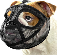 Mesh Short Snout Dog Muzzle with Anti-Eating Design for Frenchie – Essentials for Dogs - Black / L [Head Cir: 20.5"-23"]