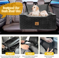 Dog Car Seat for Small/Medium Dogs, Memory Foam Dog Booster Seat - Black Gray / Large - image 4
