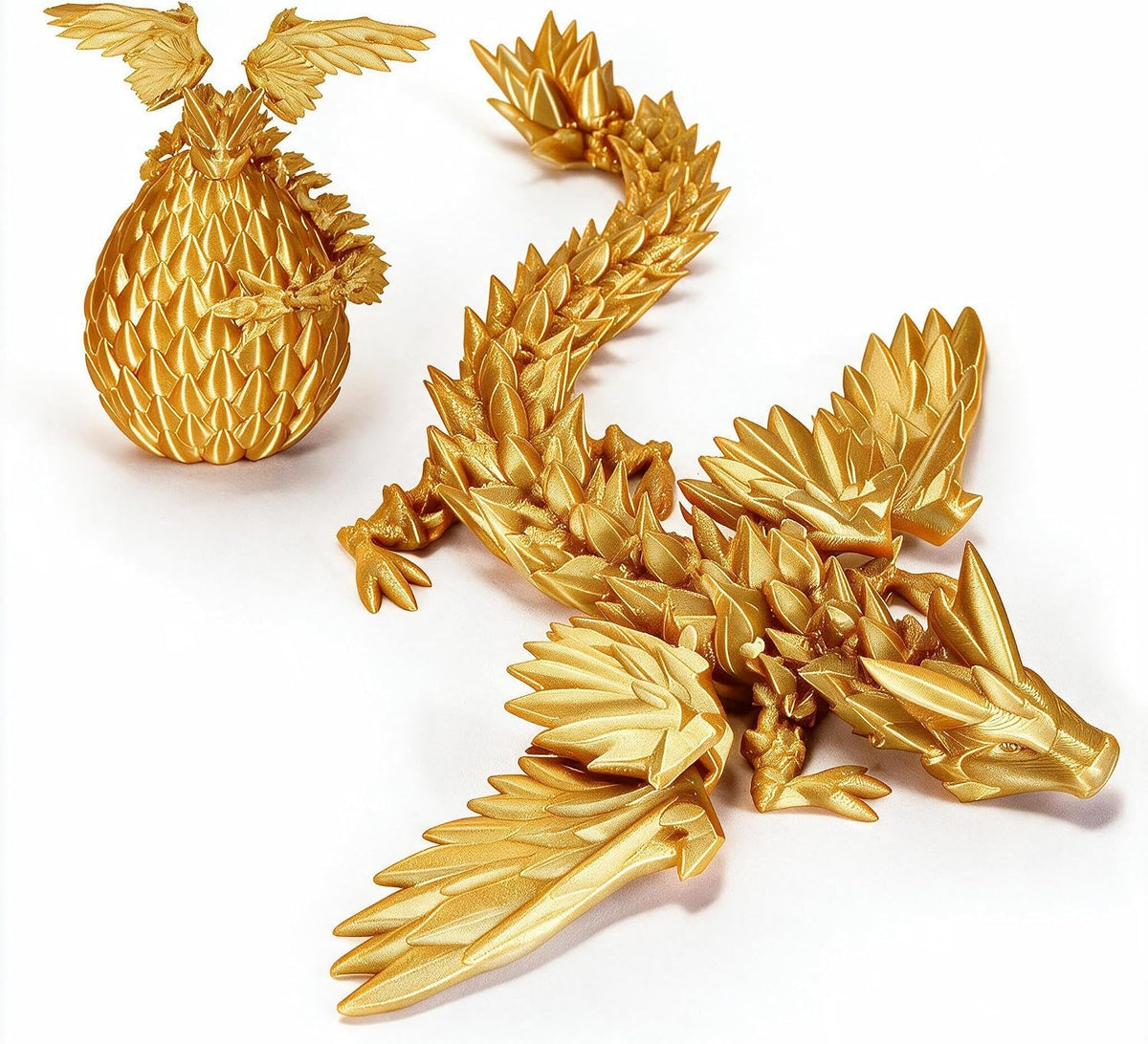 TBOLINE 12" 3D Printed Dragon Egg - Winged - Gold