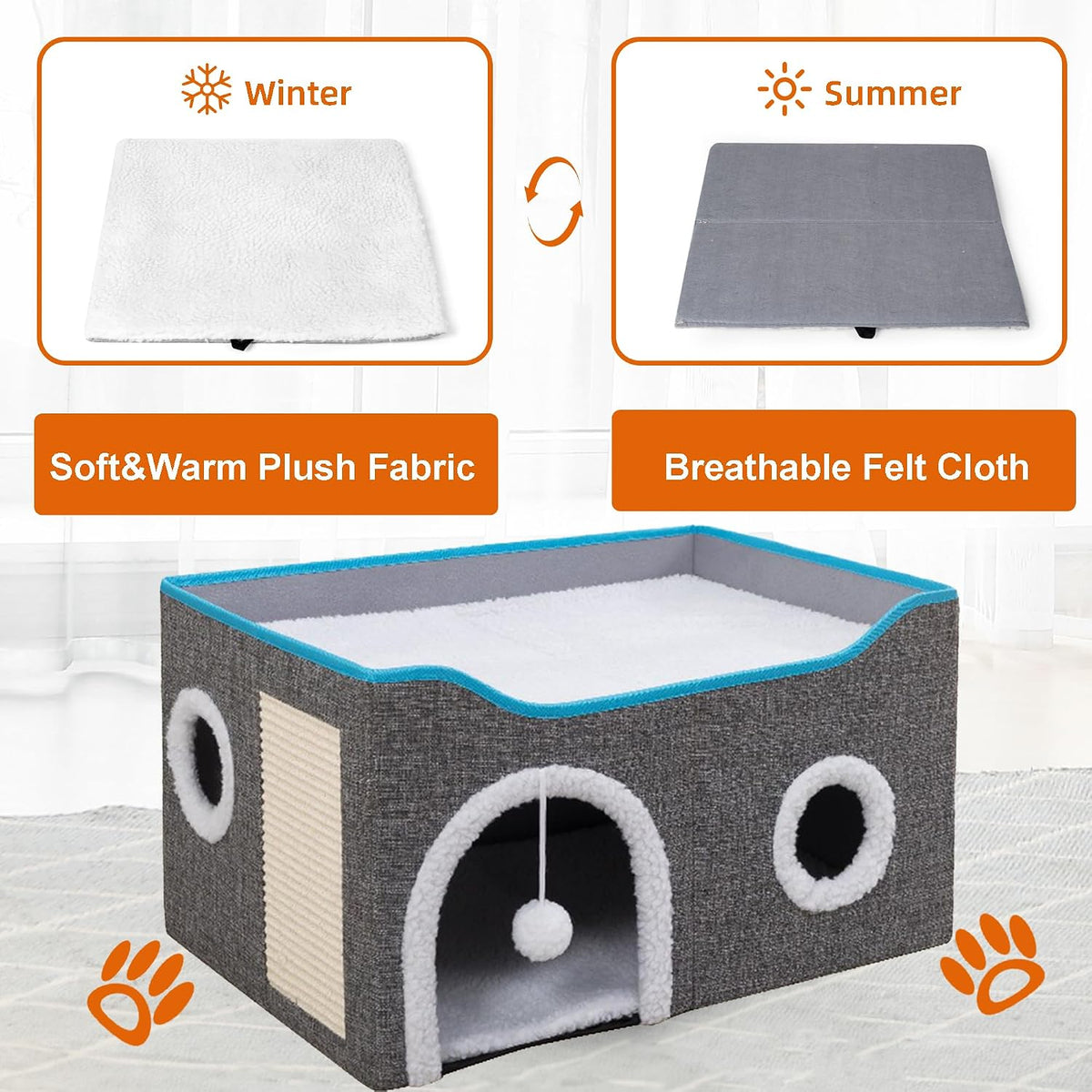 Loyareal Cat Houses for Indoor Cats - L / Light Grey - image 4