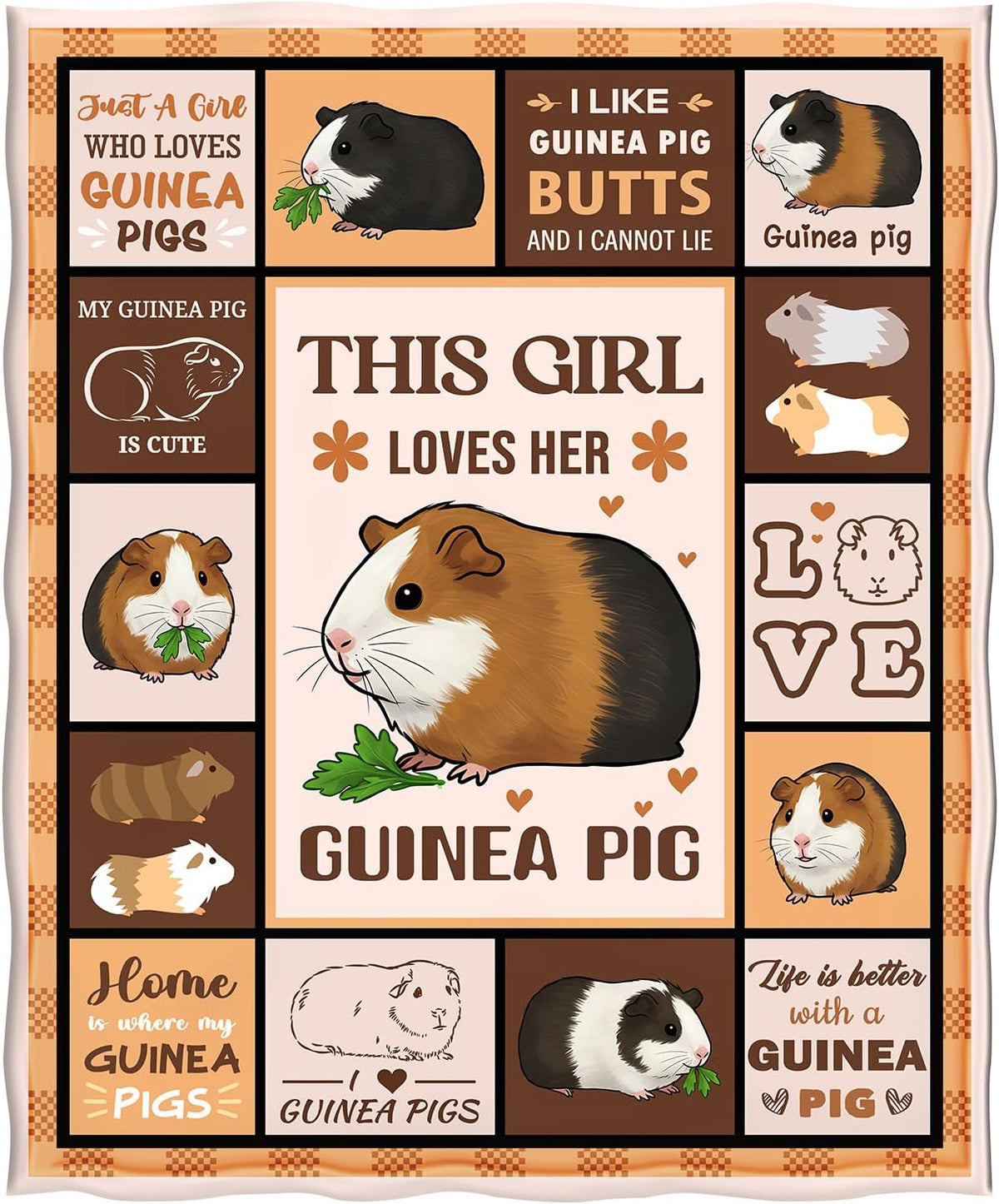 Levens Black Cat Blanket, Cozy Cats Blankets for Cat Lovers 60"x50" Soft Plush Black Cats Gifts - Guinea Pig Blanket Brown / 50"x60" - image 2