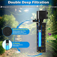 Small Pond Filter for 75-300 Gallon Tank, Aquarium U-V Filter Green Clean Machine Submersible Powerful Pump Canister Filter 600GPH for Fish Turtle Tank Saltwater Freshwater Crystal Clear Green Killing