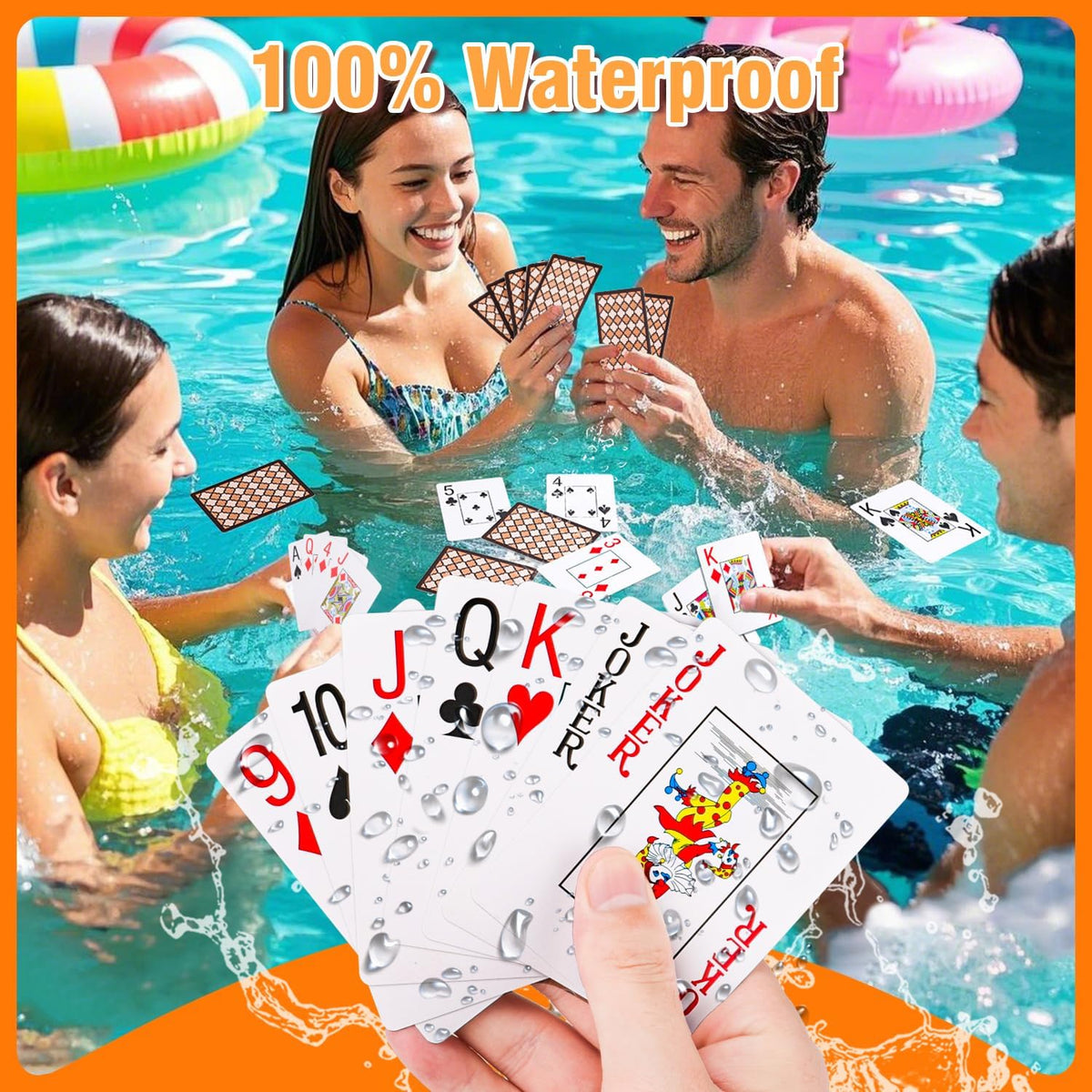 Teskyer Waterproof Plastic Playing Cards, 2 Decks, Large Index – Fun for Kids & Family - 1 Pack - OR (Large Index) - image 2