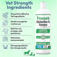 Truseb Topical Chlorhexidine 4% Shampoo for Dogs, Cats, and Horses with Plum/Blueberry Scent - 12 oz - Made in U.S.A (Chlorhexidine 4% Shampoo, 12 oz)