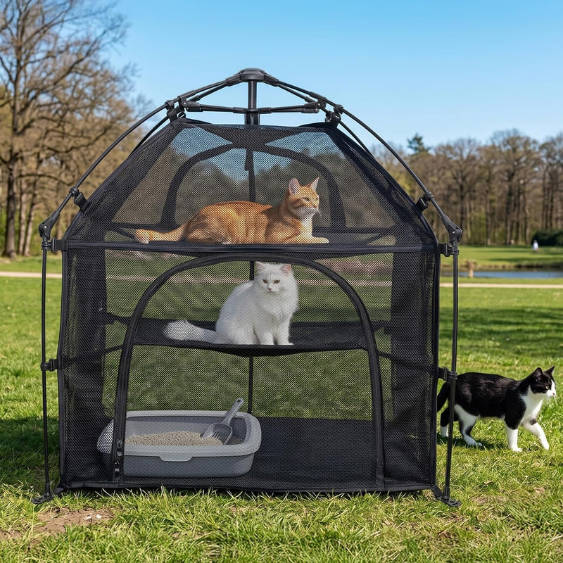 Catio Outdoor Cat Enclosure Pop up Cat Tower Tent – Essentials for Cats - Square / Large, 28.4" x 28.4" x 27"H