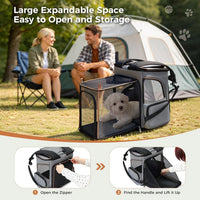 Lekereise Cat Backpack Expandable Pet Carrier Backpack for Small Cats - Grey / M-Mesh Window - image 4