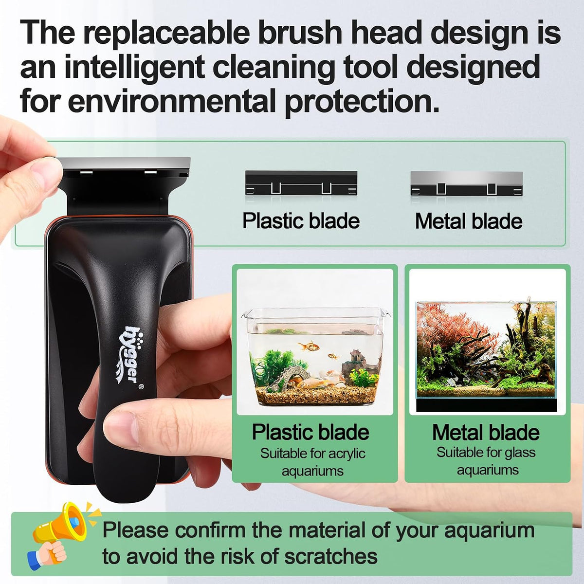 hygger Magnetic Aquarium Fish Tank Glass Cleaner - S - image 3