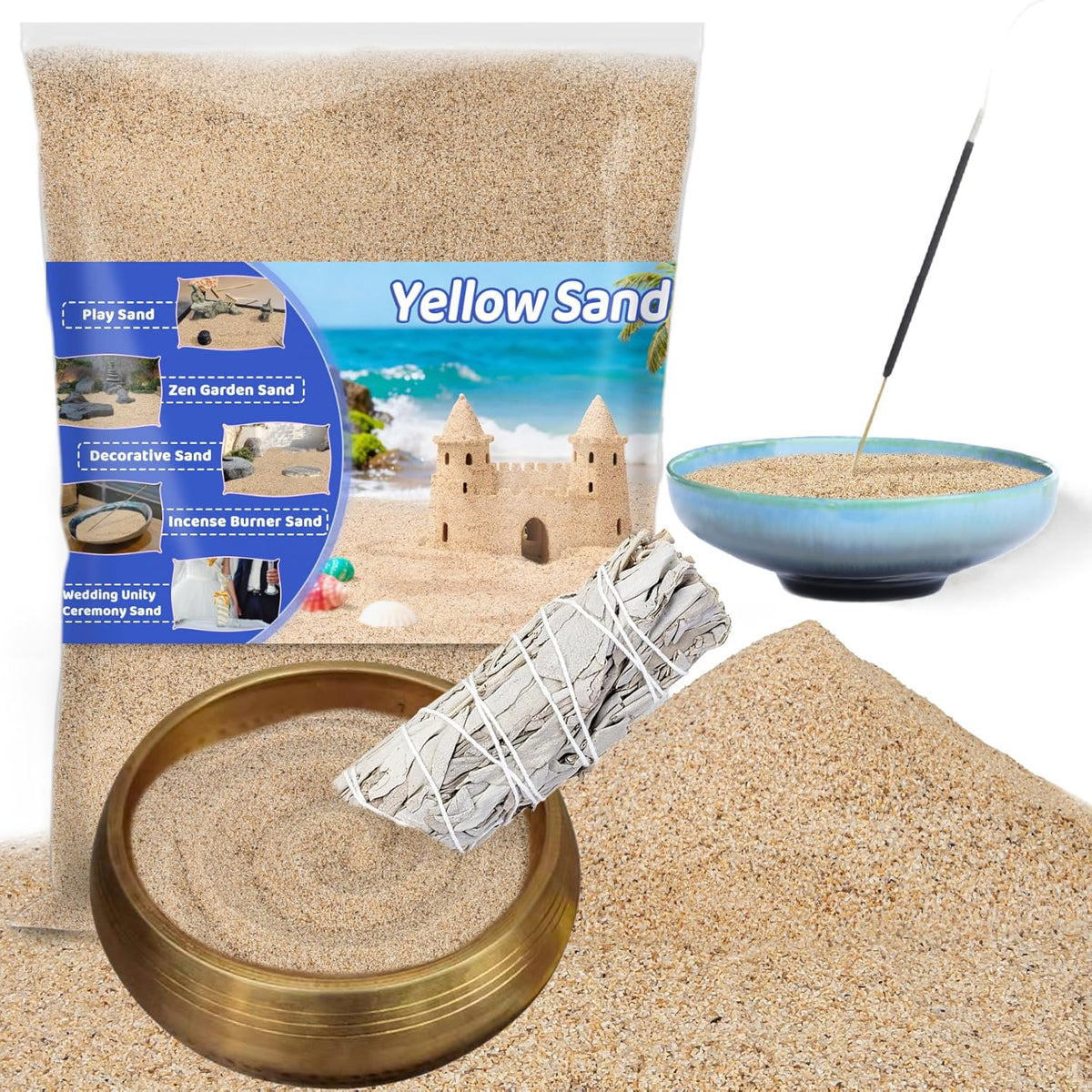 RAINFLOW 15oz Fine Yellow Sand for Crafts - Yellow / 30 OZ