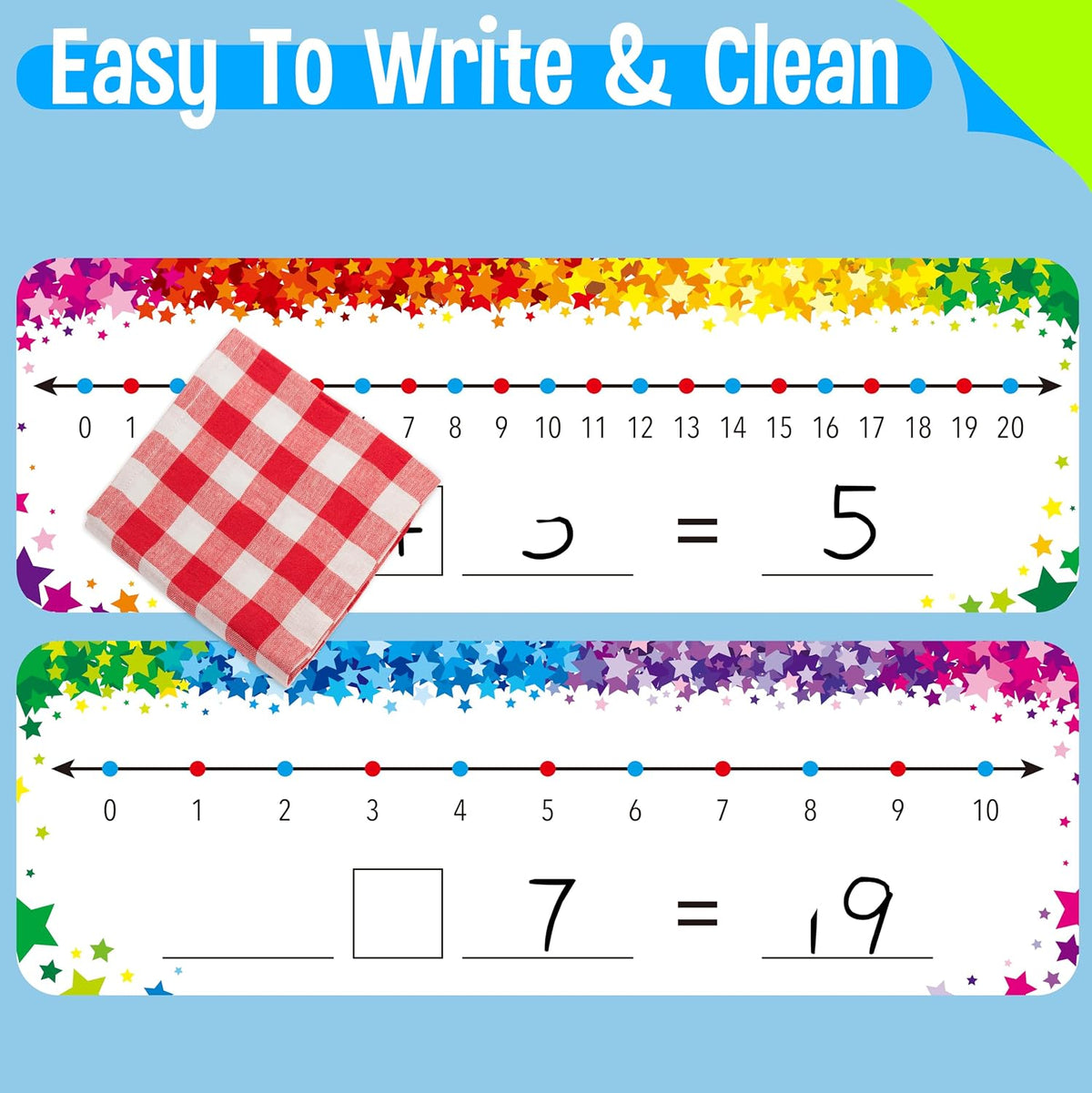 SpriteGru number line dry erase boards with 0-10 and 0-20 lines and colorful star print - view 16