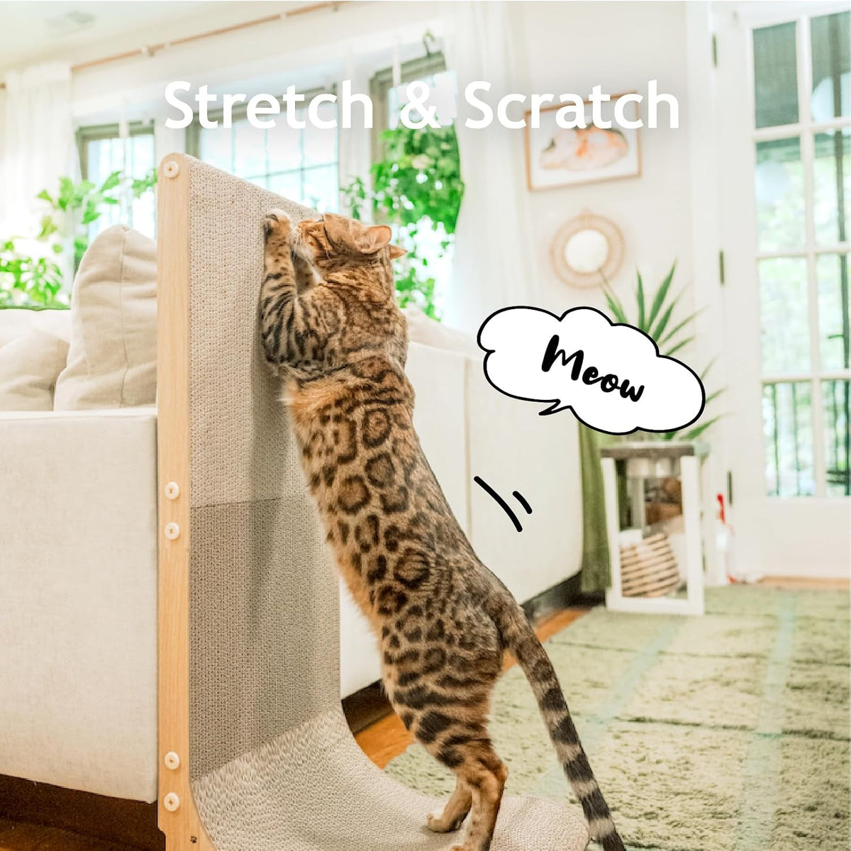 Necoichi Cardboard Cat Scratcher Wall for Indoor Cats - Large 33.5" / Wall(Oak) - image 3