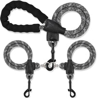 Double Dog Leash, No Tangle, Detachable360° Swivel - Black / S (8-45 lbs)