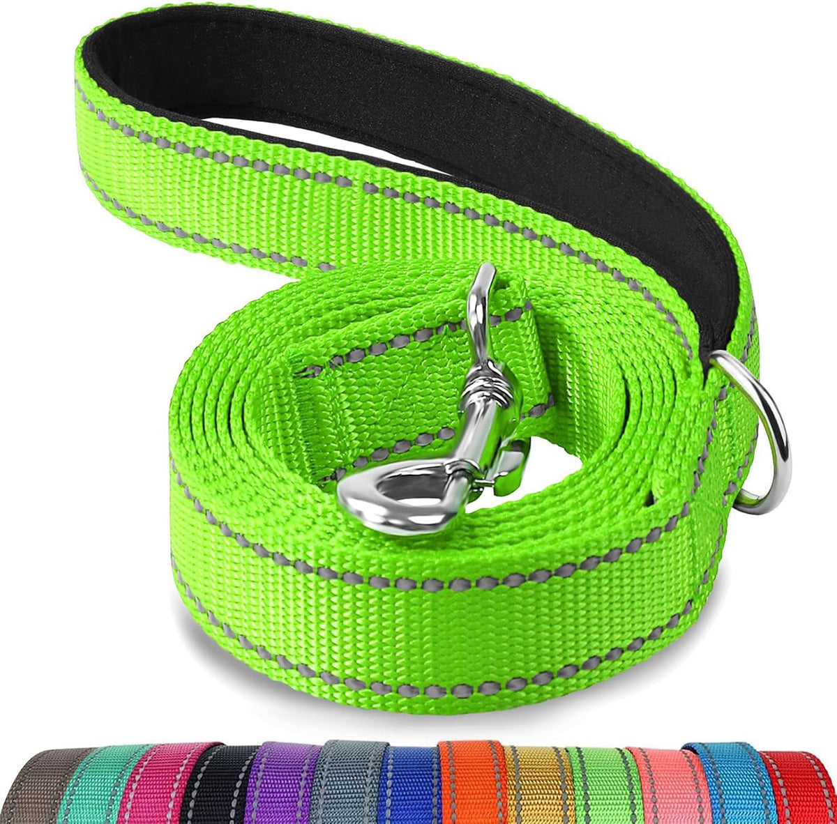 Joytale Reflective Dog Leash for Medium & Large Dogs - 5 ft Standard / Green