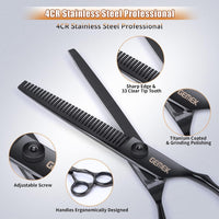 Dog Grooming Scissors with Safety Round Tips Stainless Steel – Essentials for Dogs - Black 6 in 1 - image 3