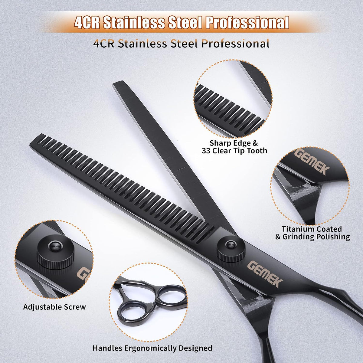 Dog Grooming Scissors with Safety Round Tips Stainless Steel – Essentials for Dogs - Black 6 in 1 - image 3