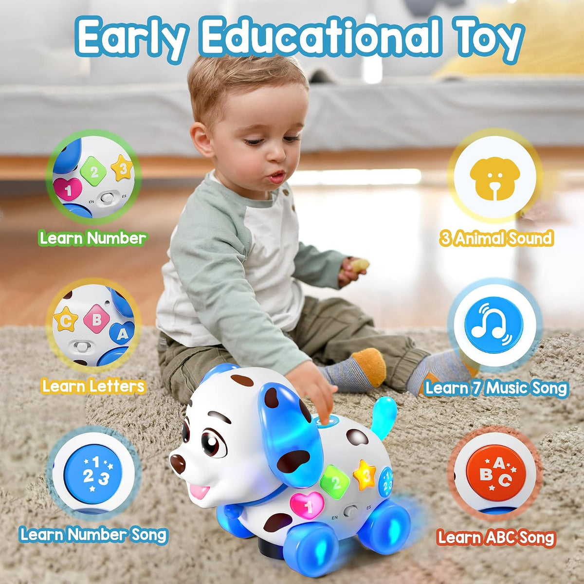 ToddlerCley Musical Puppy Toys for 1 Year Old Girl Gifts - Blue - image 3