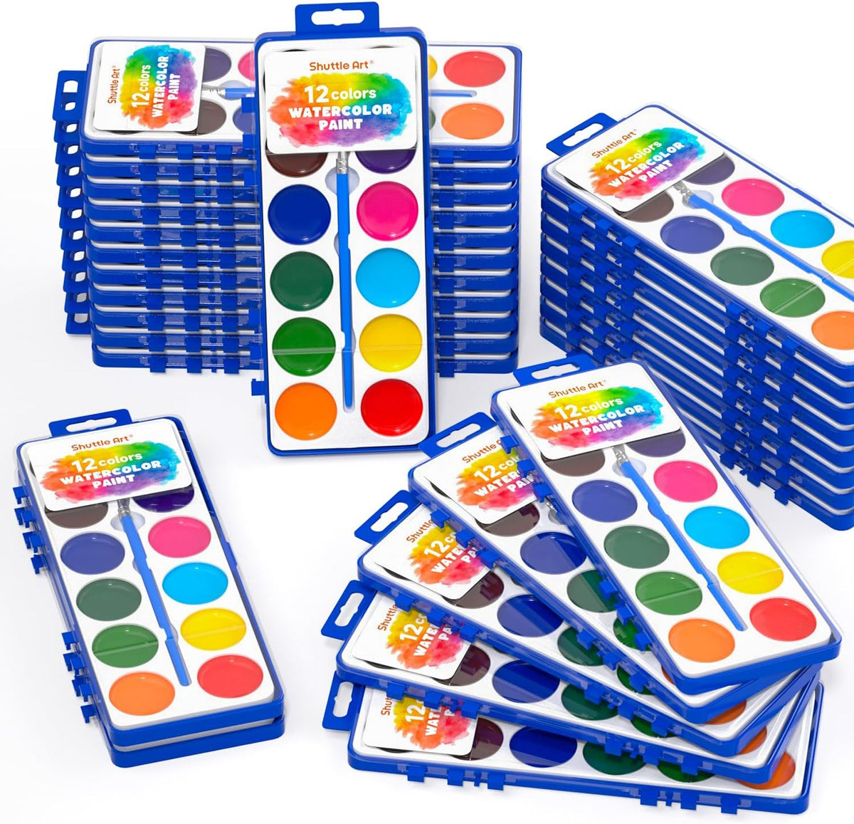 Shuttle Art 30 Pack Watercolor Paint Set Bulk - 12 Colors 30 Pack