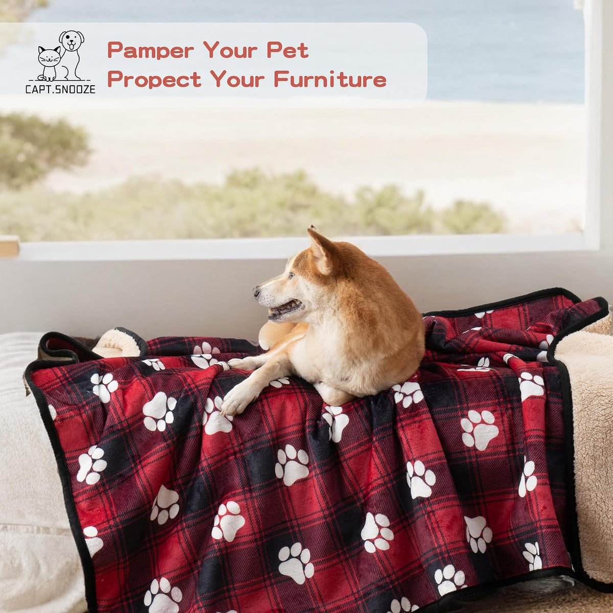 Waterproof Dog Blankets for Large Dogs 50"x60" Dark Grey – Essentials for Dogs - Paw Red / 50"x60" - image 4