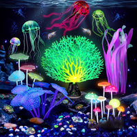 Frienda 8 Pcs Glowing Aquarium Fish Tank Decorations, Blue, Pink – Essentials for Fish - Yellow, Pink