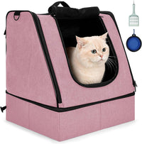 apollo walker Portable Cat Litter Box With Waterproof bag and Lid - Pink / Medium
