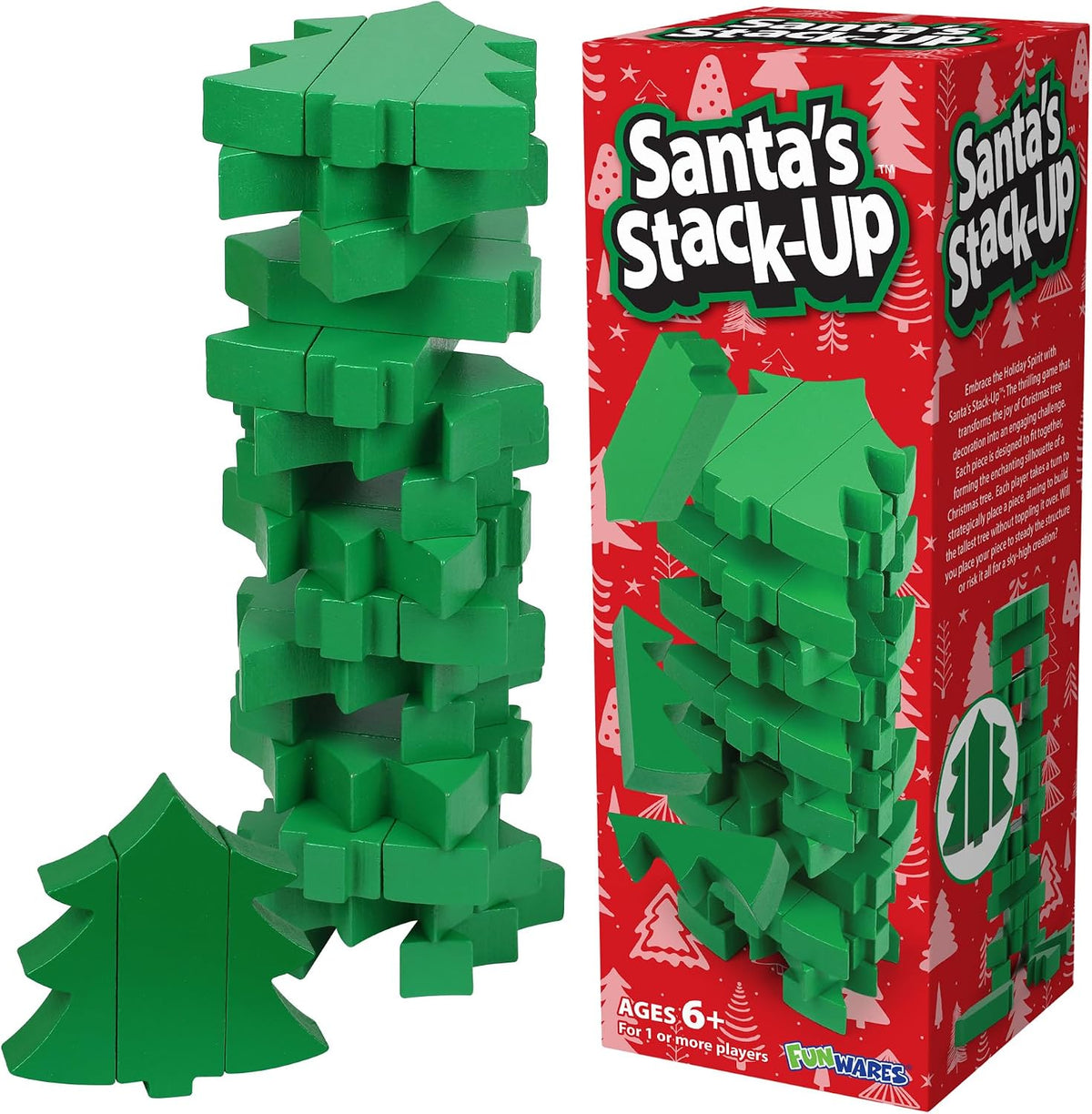 Funwares Stack-O-Lantern wooden pumpkin stacking game blocks in a tower - view 2