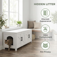 31.5" L Cat Litter Box Enclosure with Barn Door - 47.2"L / White - image 2
