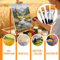 Joyooss kids paint brushes 12 pack, 6 round and 6 flat brushes with colorful plastic handles - view 9