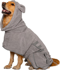 SOGGYDOGGY US: Luxury Dog Bathrobe - Gray / M (17-24in)