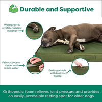 FurHaven Cooling Dog Bed – XXL Foam Mattress for Joint Pain Relief, Waterproof Liner, Removable Washable Cover, Durable for Outdoor Use, Deluxe Grid Indoor/Outdoor Bed – Green, Jumbo Plus