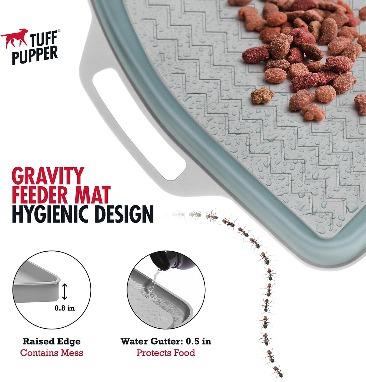 Tuff Pupper 36x24 XXL Dog Feeding Mat for Food and Water - Gray / Semi Circle Large - 26" x 21" - image 4