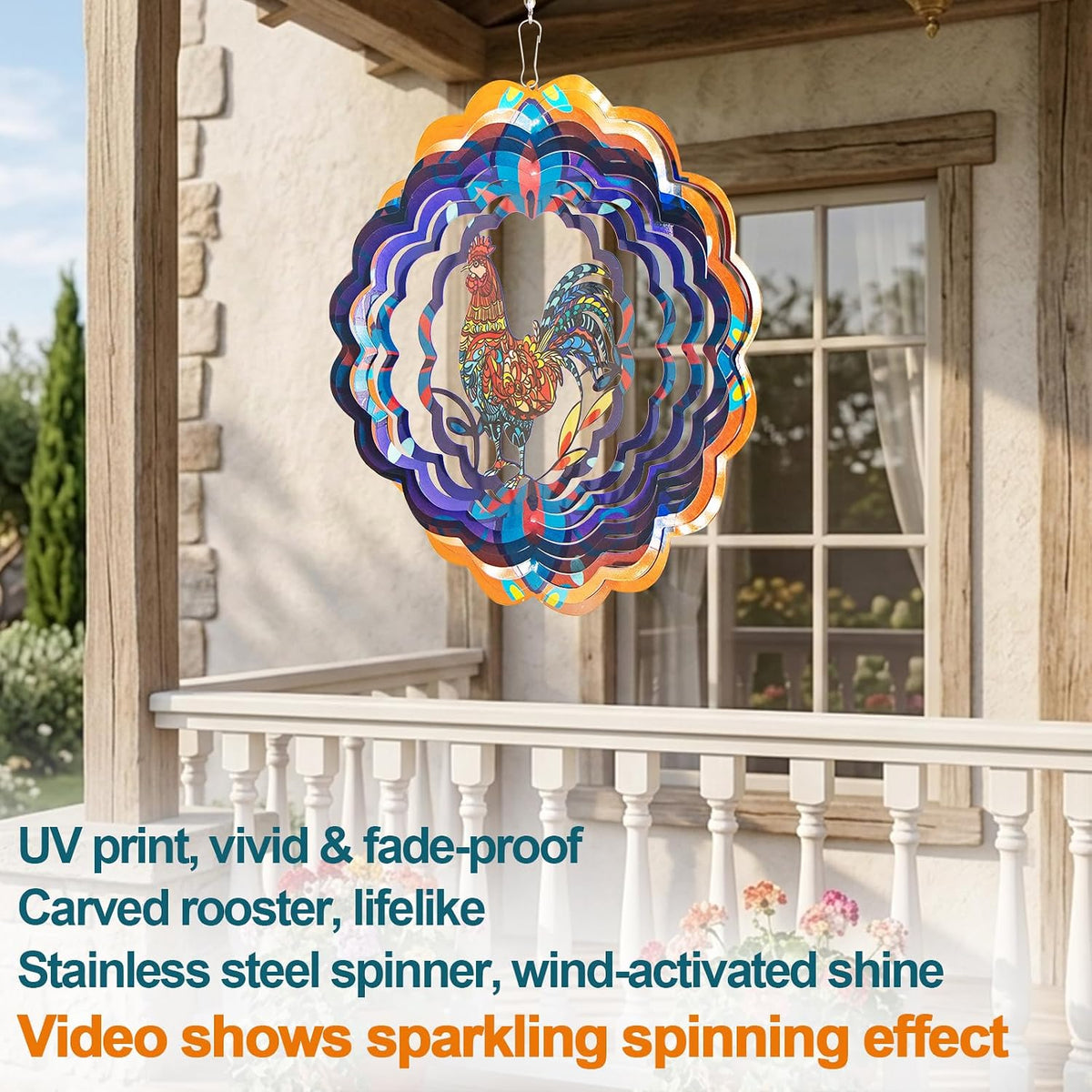 Rooster Metal Wind Spinners - Rooster / 12 Inch - image 2