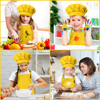 Kids Apron and Chef Hat Set Adjustable Child Art Aprons with 2 - F-yellow / Small - image 3