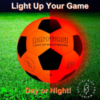 BATURU light up soccer ball size 5 with LED lights glowing at night - view 3