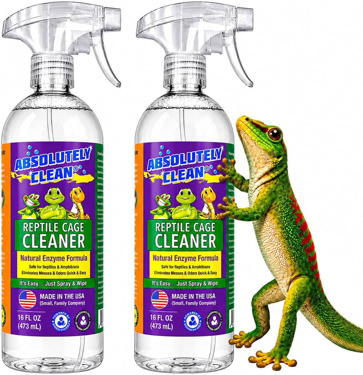 Absolutely Clean Amazing Reptile & Amphibian Terrarium Cleaner - 16 Fl Oz (Pack of 2)