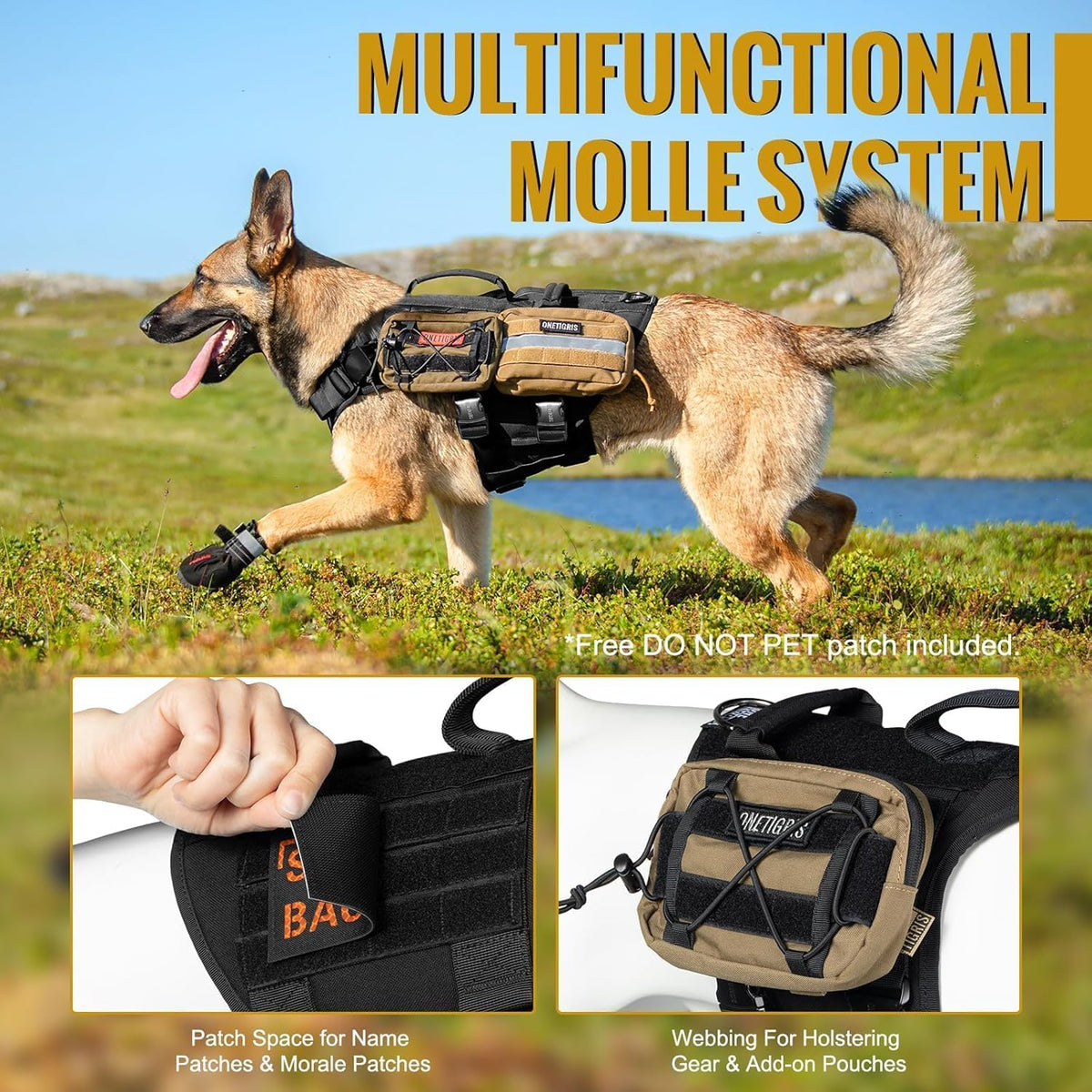 OneTigris Tactical Dog Harness with 5X Metal Buckle - XL / Black - image 3