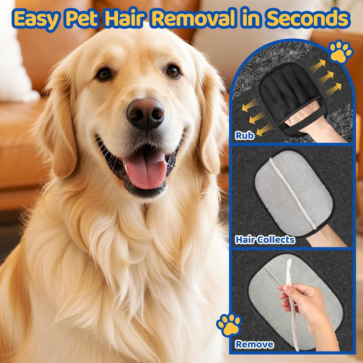 SmartTrends black pet hair removal glove, 2 pack with five-finger grip, reusable - view 2