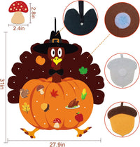 HALOGATE Thanksgiving felt craft kit with 34 detachable fall ornaments on a felt turkey - view 2