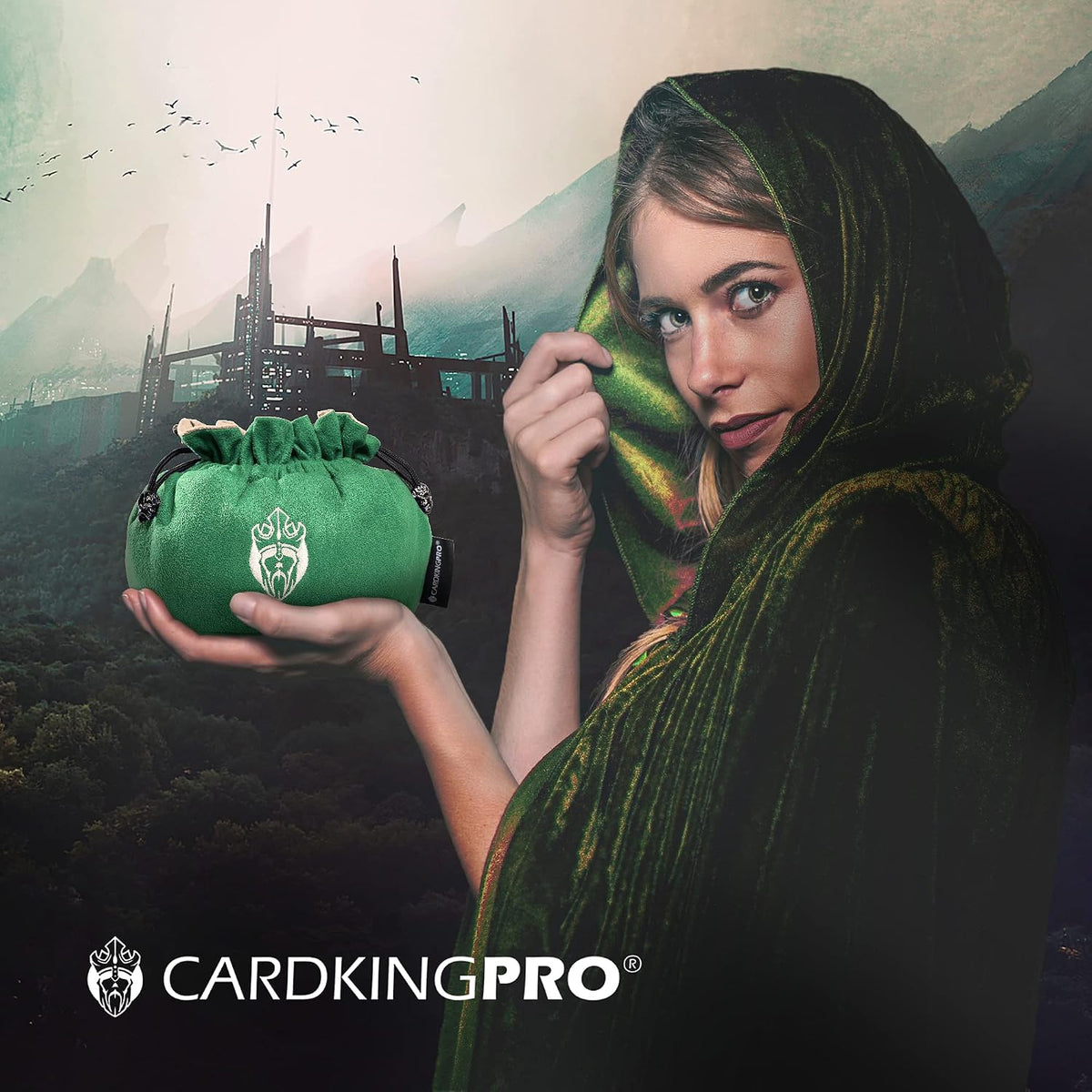CardKingPro Immense Dice Bags with Pockets, Holds 150+ Dice - Green - image 2