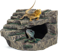 Beared Dragon Tank Accessories for Adults, Snake Hide, Reptile Tank Accessories, Perfect Natural Large Reptile Hide, Professional Turtle Basking Platform (E-Large)