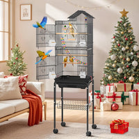 DWVO 62-inch Metal Bird Cage for Cockatiels, Parrots, Pigeons – Essentials for Birds - Black