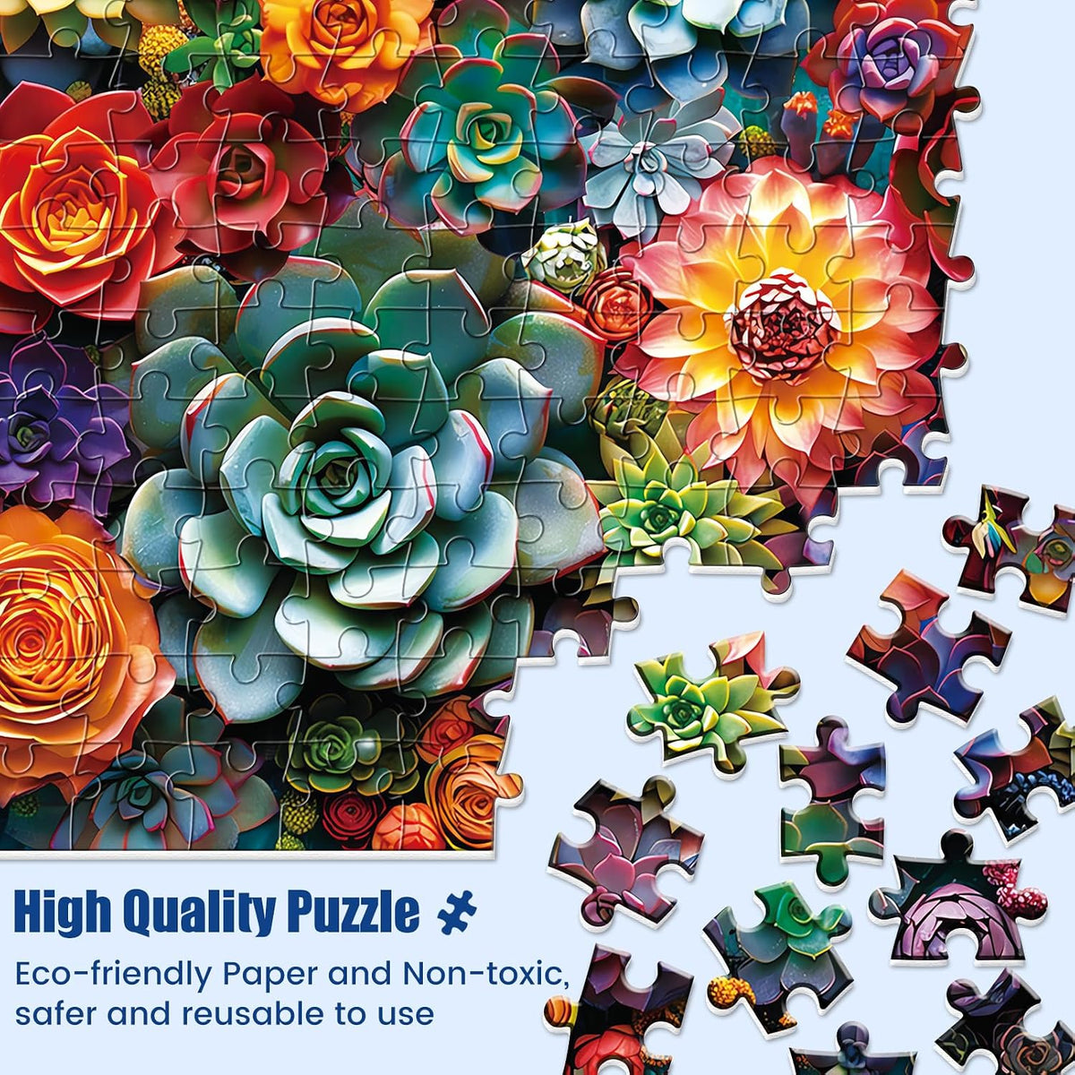1000 Pieces Puzzle for Adults - Succulent Flower - image 3